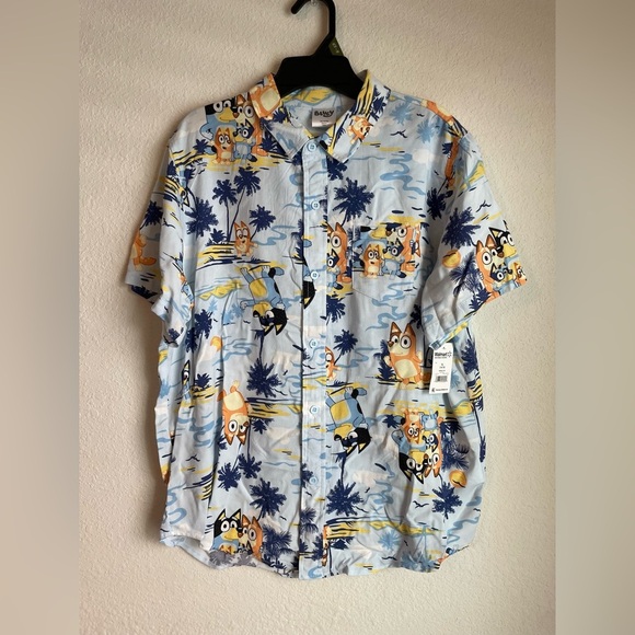 Bluey 100% Rayon Print Kids Button Down Shirt size XL 14/16-NWT - Picture 6 of 6